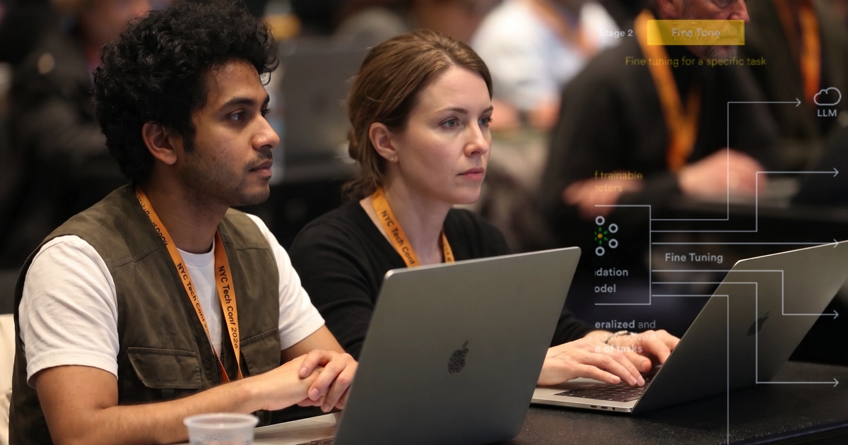 Practitioners working on laptops during an ODSC AI workshop session